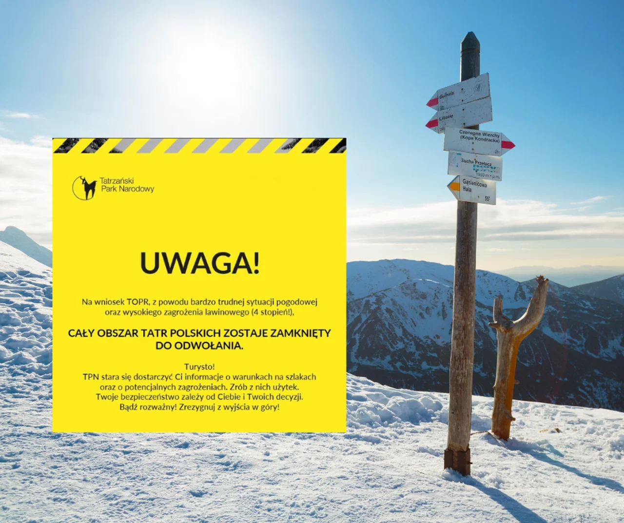 Ekstremalnie niebezpieczne warunki w polskich górach! Czwarty stopień zagrożenia lawinowego w Tatrach!