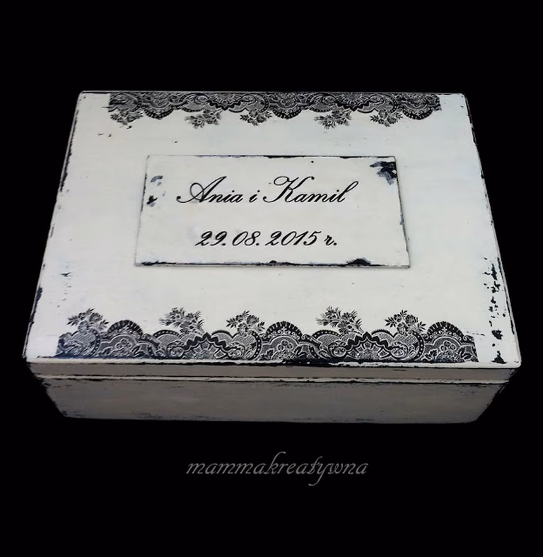Drewniany duży Weddin Box- idealny na pamiątki