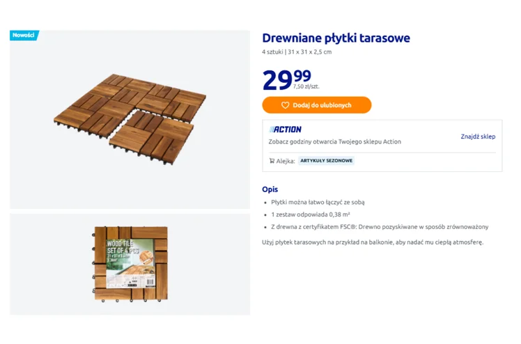 Zdjęcie Te drewniane płytki z Action za 29 zł bosko odmienią balkon lub taras! Bez bałaganu, kleju i fachowców, a efekt zachwyca #1