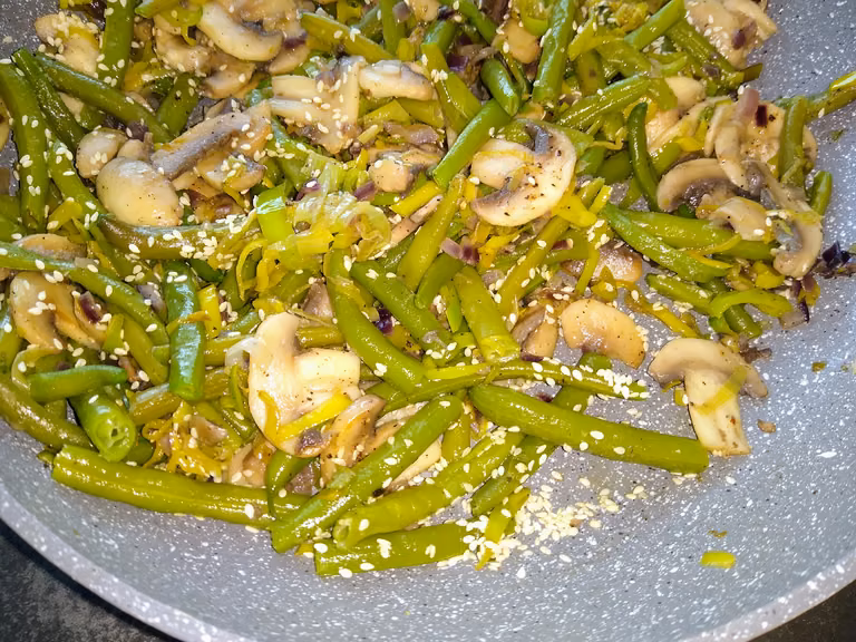 Fasolka z pieczarkami