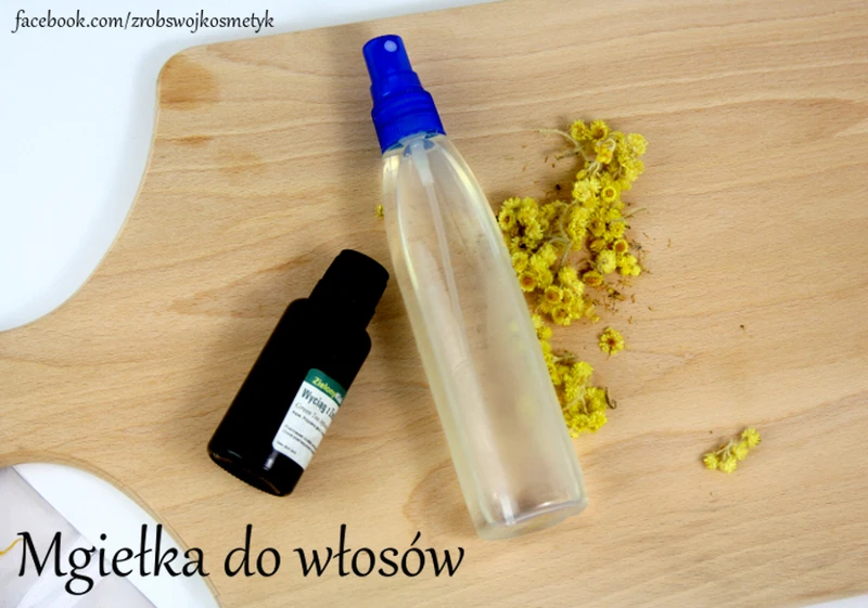 Ochronna mgiełka do włosów z ekstraktem z zielonej herbaty i kocanki piaskowej.