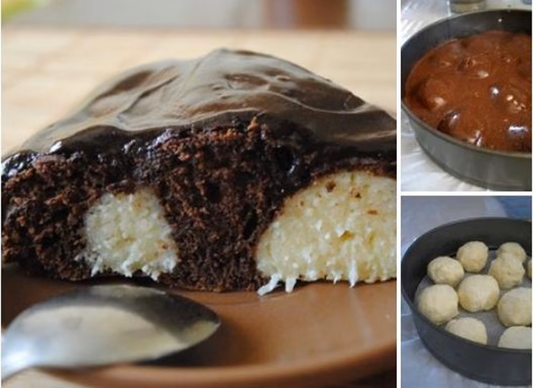 Ciasto czekoladowe z serowymi kuleczkami