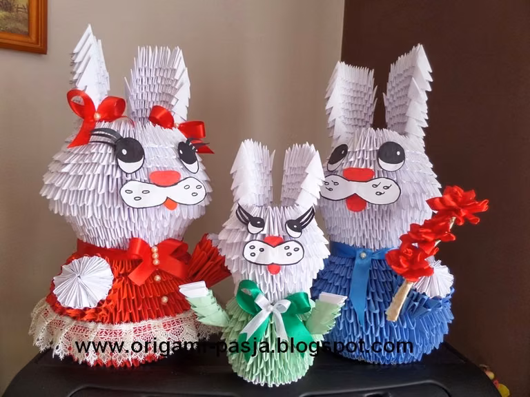 Zajączki wielkanocne - origami modułowe