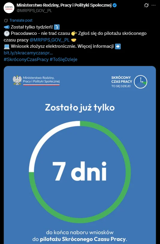 Zdjęcie 20 tys. zł dofinansowania na pracownika! Krótszy tydzień pracy - zostało 7 dni na wniosek! #1