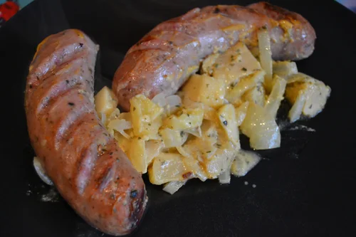 Zapiekana biała kiełbasa