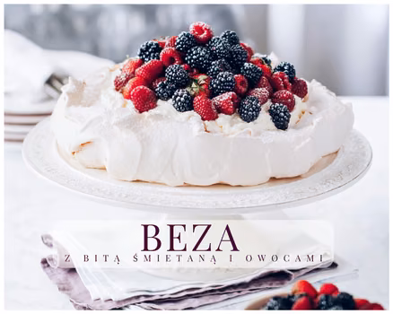 Beza z bitą śmietaną i owocami