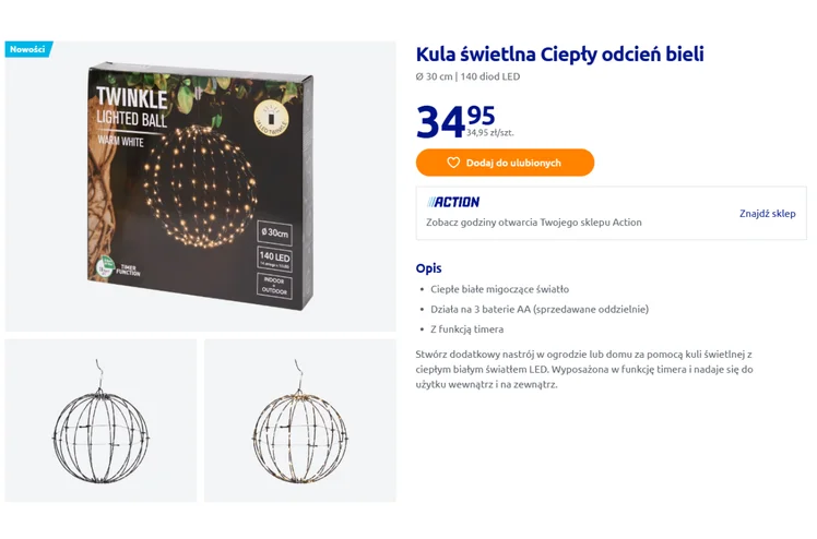 Zdjęcie Ta kula LED z Action za 35 zł to nowy hit na taras! Mega klimat bez wiszących kabli i gniazdka, a timer robi robotę! #1