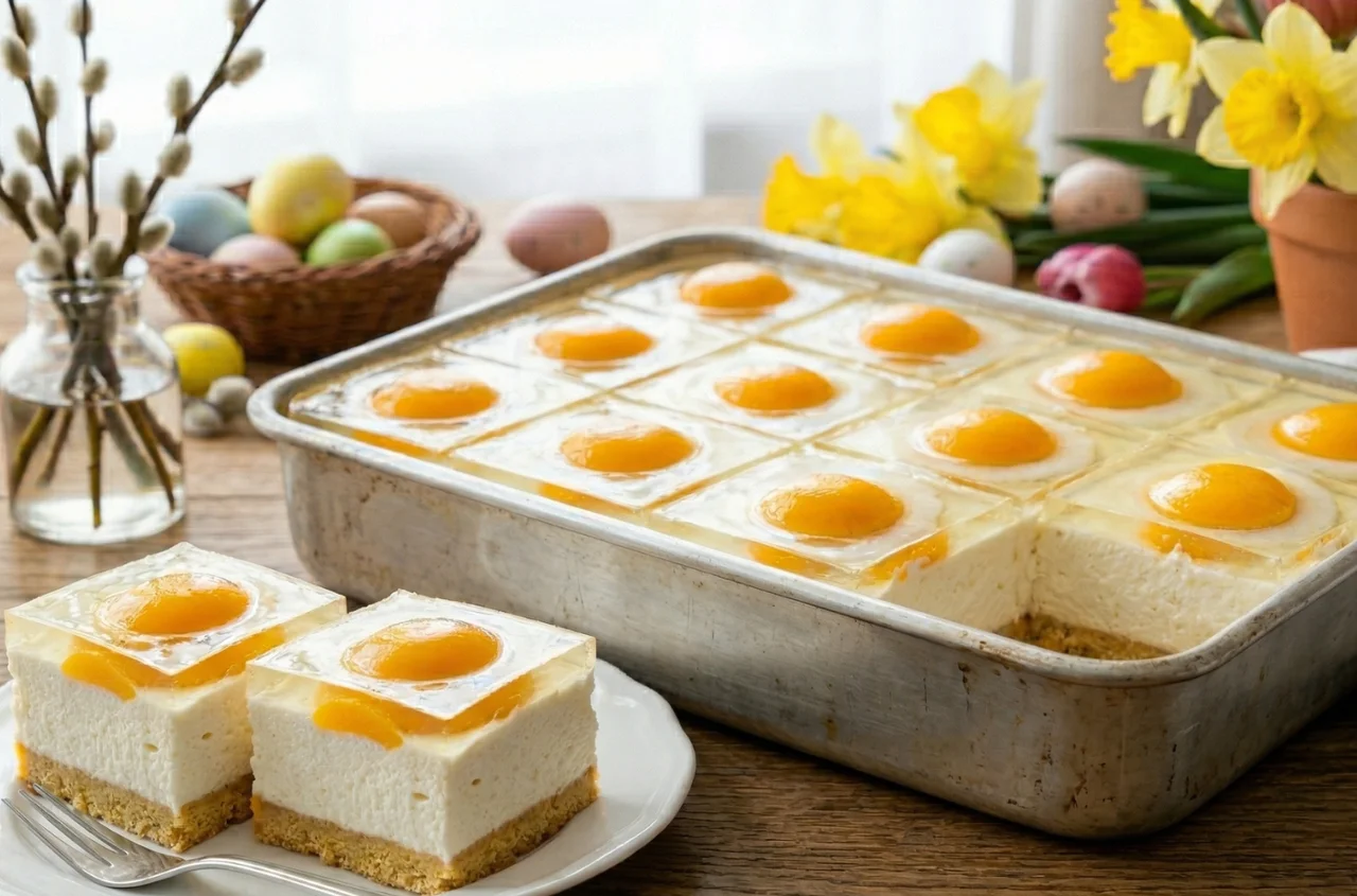 "Mąż myślał, że to prawdziwe jajka! Ten wizualny trik z brzoskwiniami podbija Internet (PRZEPIS NA BLASZKĘ 30x24)