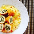 Szpinakowy rollercoaster na paprykowym risotto