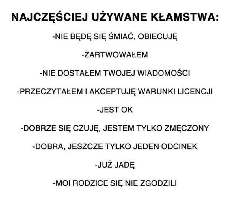 Najczęściej używane kłamstwa