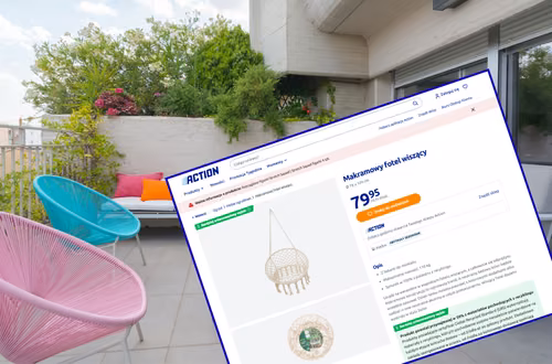 Ten wiszący fotel z Action za 79 zł zrobi boską strefę relaksu! Duży i solidny, a makramowy splot dodaje uroku - hit na balkon, taras i do pokoju