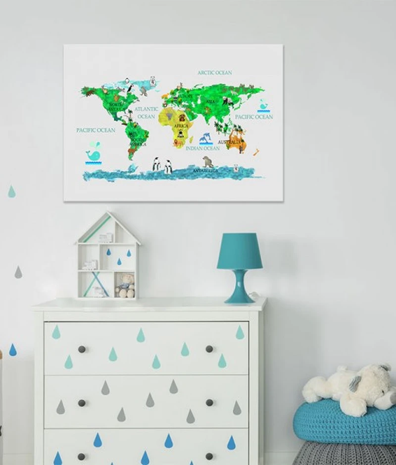 Mapa ze zwierzakami do pokoiku chłopca lub dziewczynki