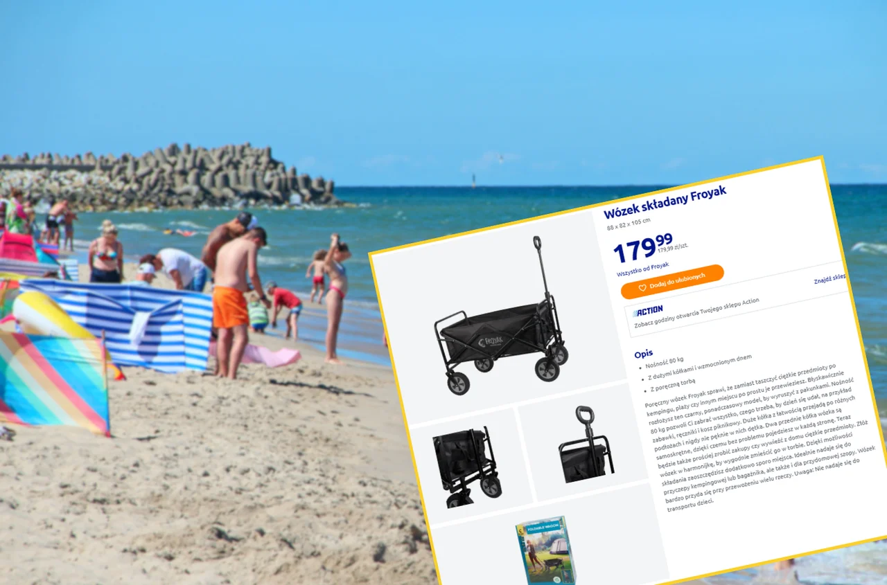 Ten składany wózek z Action to HIT dla rodziców i nie tylko! Uratuje każde wyjście na plaże i zakupy