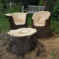 Fotel i stolik z kawałka drzewa