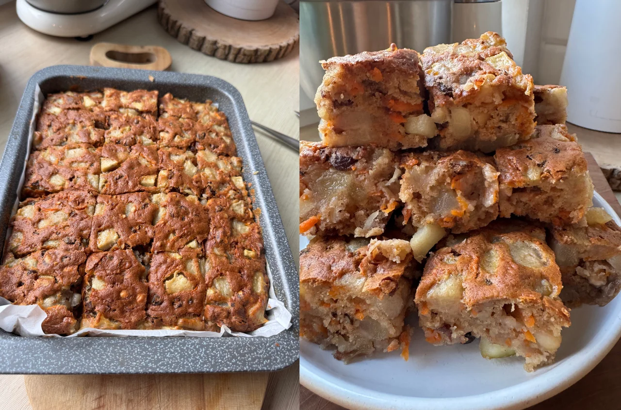 Ciasto Wiewiórka z gruszkami – bez tłuszczu i bez miksera!