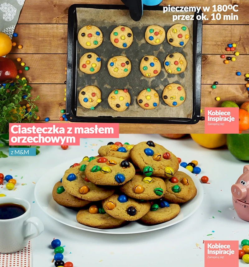 Ciasteczka z masła orzechowego z M&M