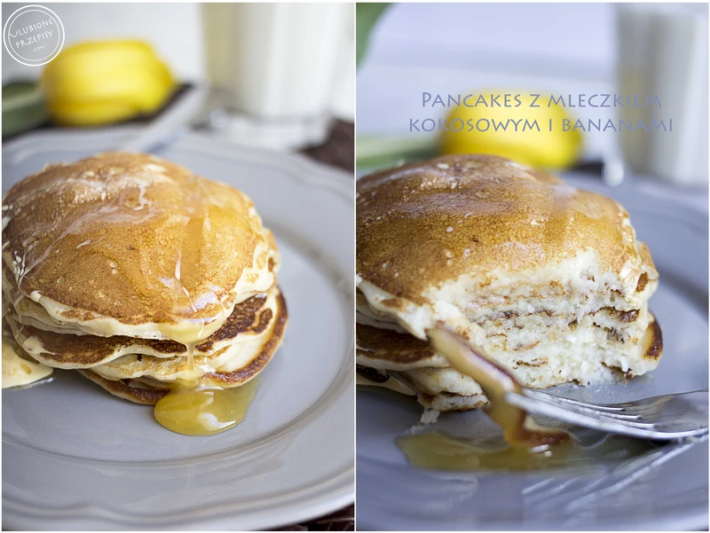 Pancakes z mleczkiem kokosowym i bananami