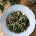 Kaszotto z kaszy gryczanej, jarmużu i kurczaka