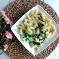 Penne z indykiem i szpinakiem