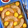 Pieczona biała kiełbasa w sosie curry z ziemniakami