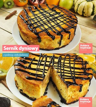 Sernik dyniowy z polewą czekoladową