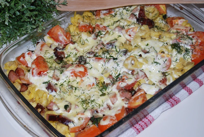 Tortellini zapiekane z boczkiem