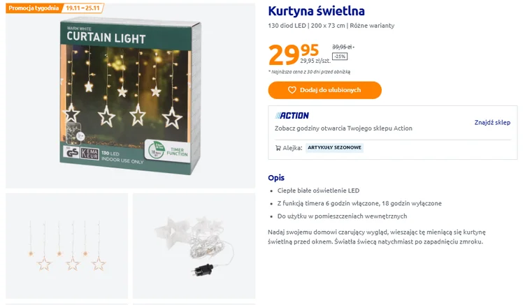 Zdjęcie Ta świecąca zasłona z Action za 30 zł zrobi szałowy efekt na oknie! Motyw gwiazdek dodaje uroku, a timer jest mega praktyczny #1