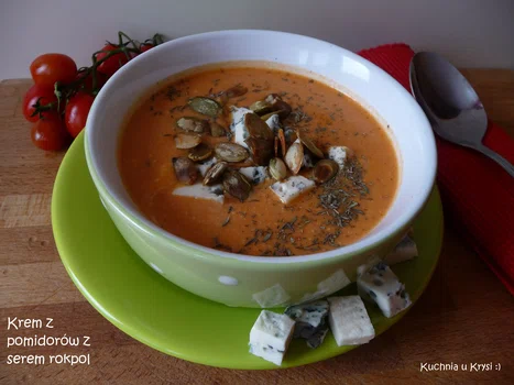 Krem z pomidorków z serkiem