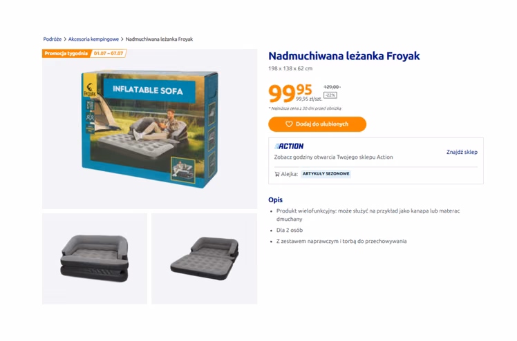 Zdjęcie Ta leżanka z Action za 99 zł to oaza relaksu do ogrodu i nie tylko! Łatwo zamienia się w wygodną kanapę #1