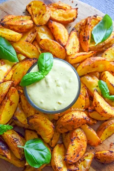 Pieczone ziemniaki - półksiężyce z ziemniaków z sosem curry