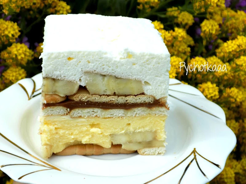 Bananowe toffi ciasto bez pieczenia na zimno
