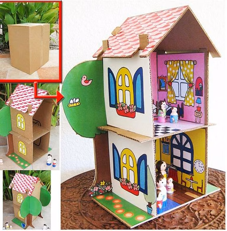Domek dla lalek - z kartonu :)