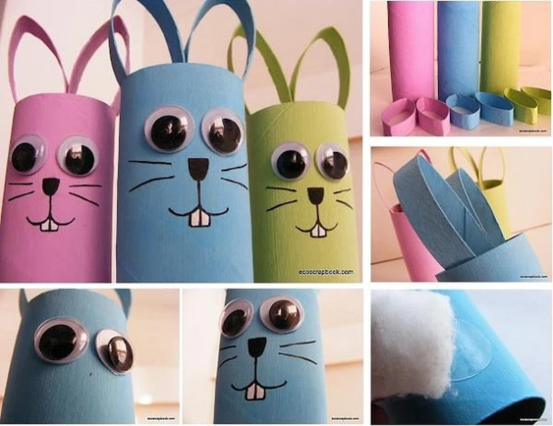 Króliczki z papierowych rolek