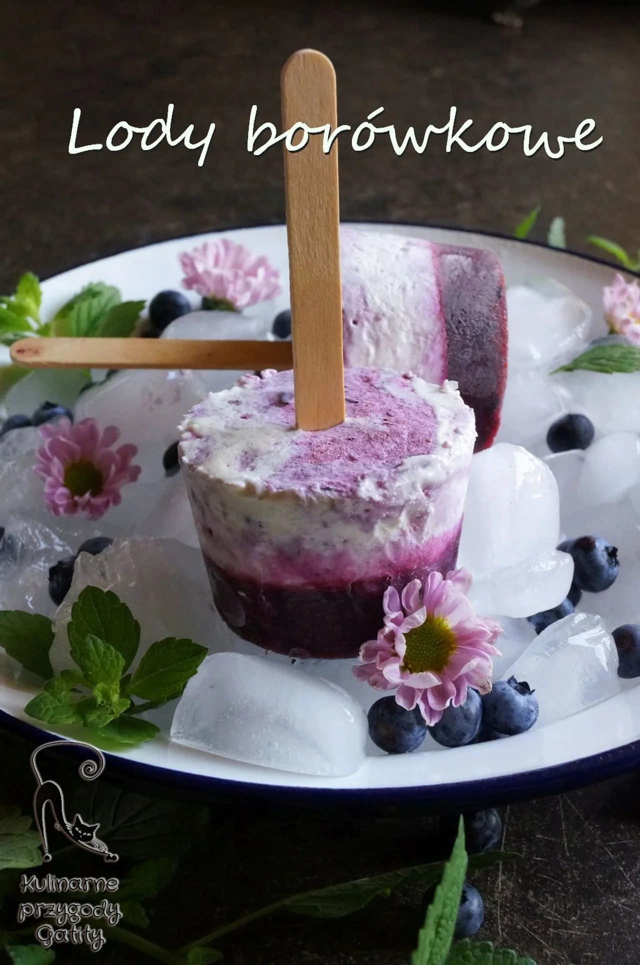 Domowe lody jogurtowo-borowkowe bez jajek