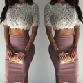 Crop top połączony z ołówkową spódnicą