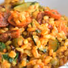 Kaszotto, pęczotto z chorizo i warzywami