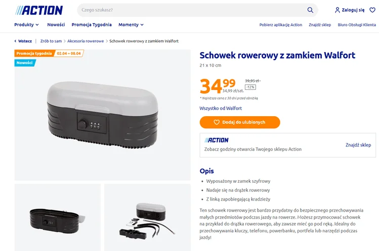 Zdjęcie Mały, ale sprytny! Schowek rowerowy na szyfr z Action za 34,99 zł to bezpieczeństwo i wygoda! #1