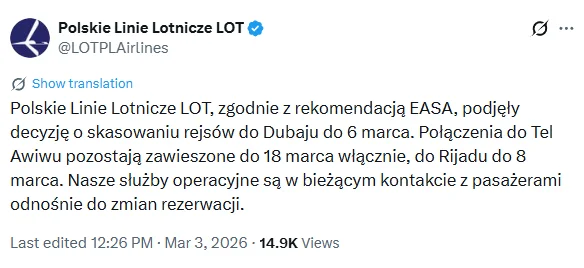Zdjęcie Znane linie lotnicze odwołują część lotów! Chodzi o popularne trasy - Polacy nie polecą tam aż do 18 marca #1