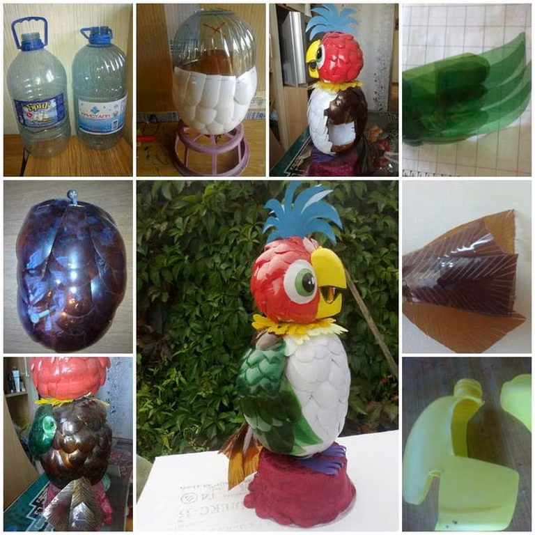 Papuga z plastikowych butelek