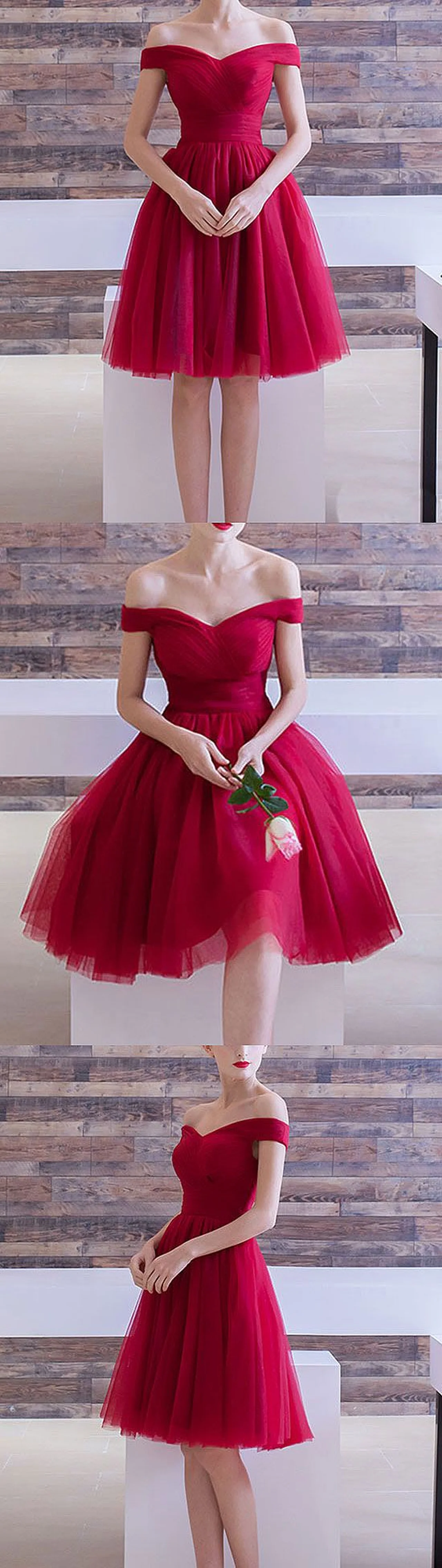Czerwona sukienka z odkrytymi rękawami