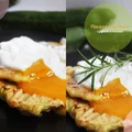Placki ogórkowe z jajkiem w koszulce.