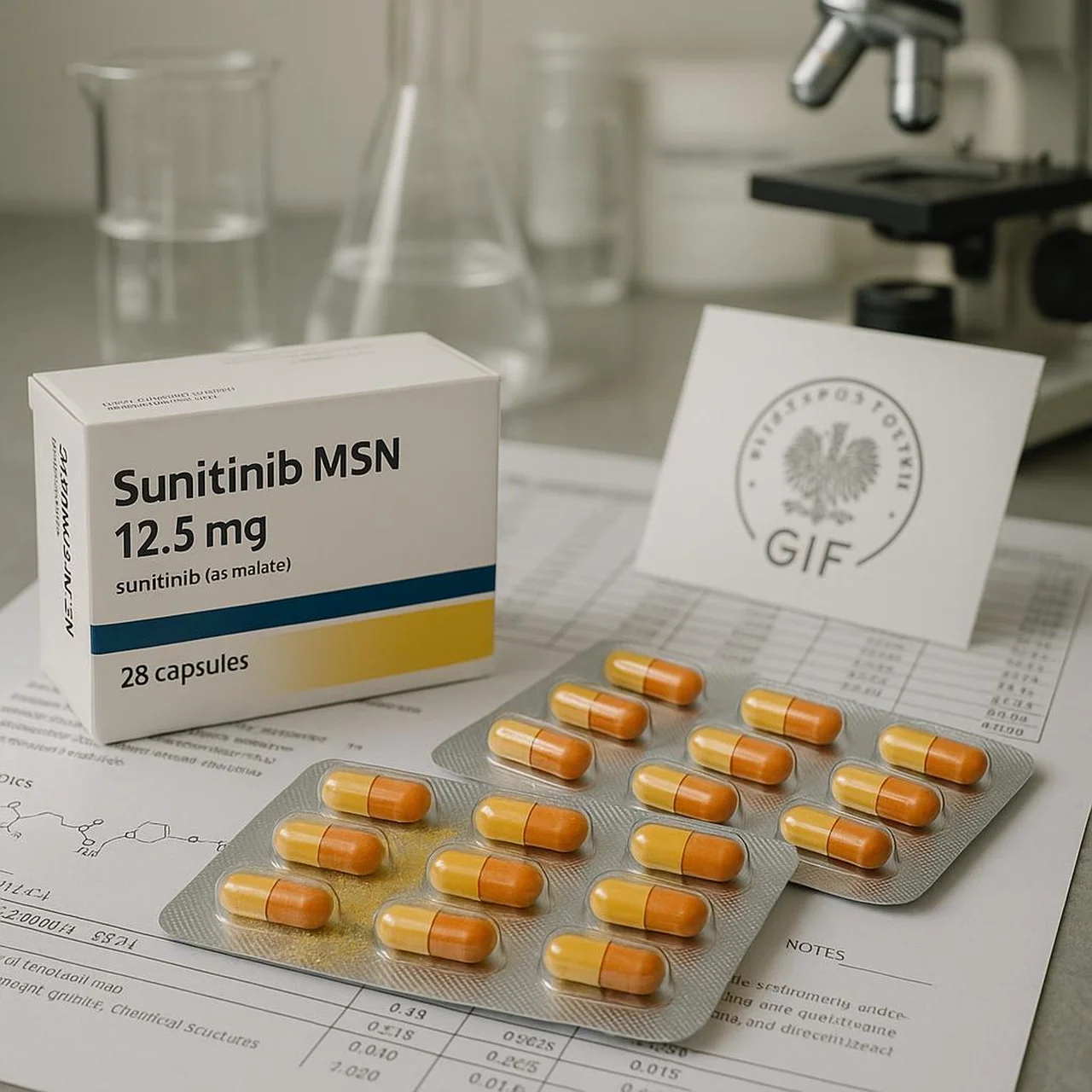 Decyzja GIF wycofuje serię CRE11018A Sunitinib MSN 12,5 mg