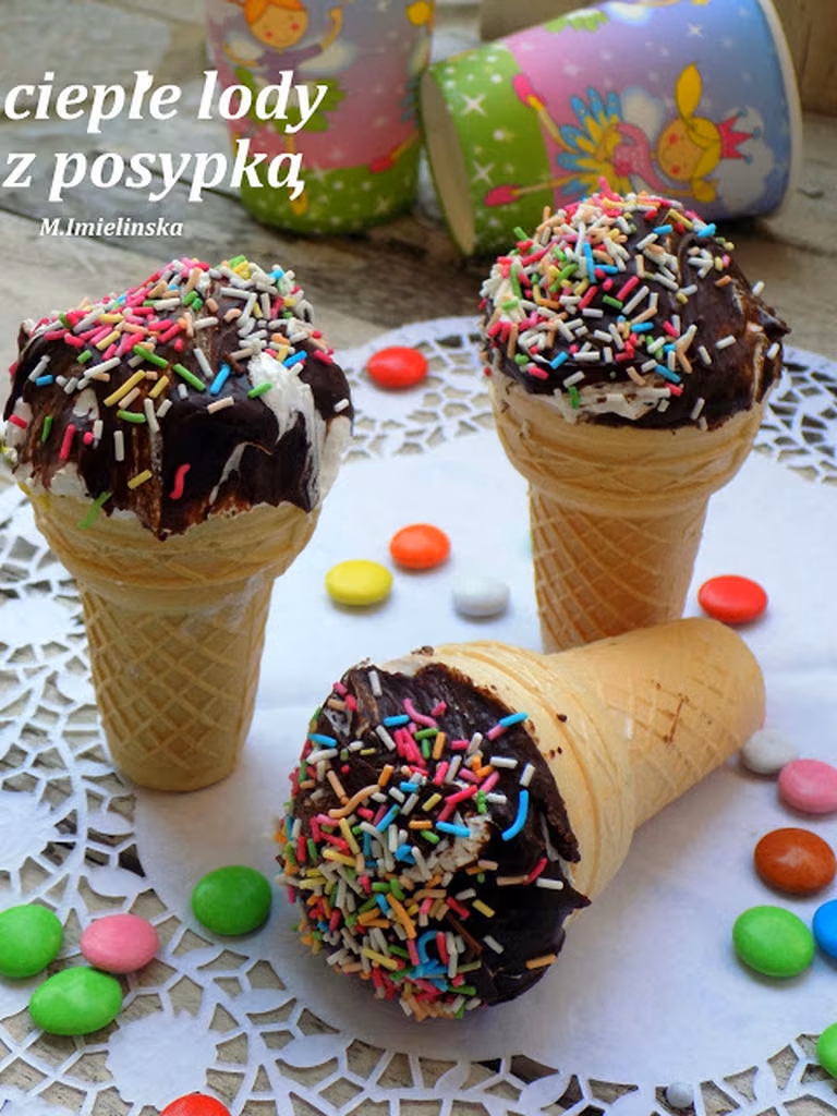 ciepłe lody z posypką