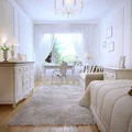 Biały pokój z włochatym dywanem