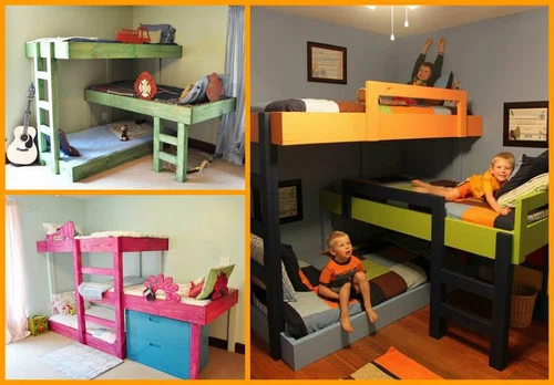 Piętrowe łóżko w pokoju dziecięcym