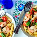 lekkie penne z krewetkami