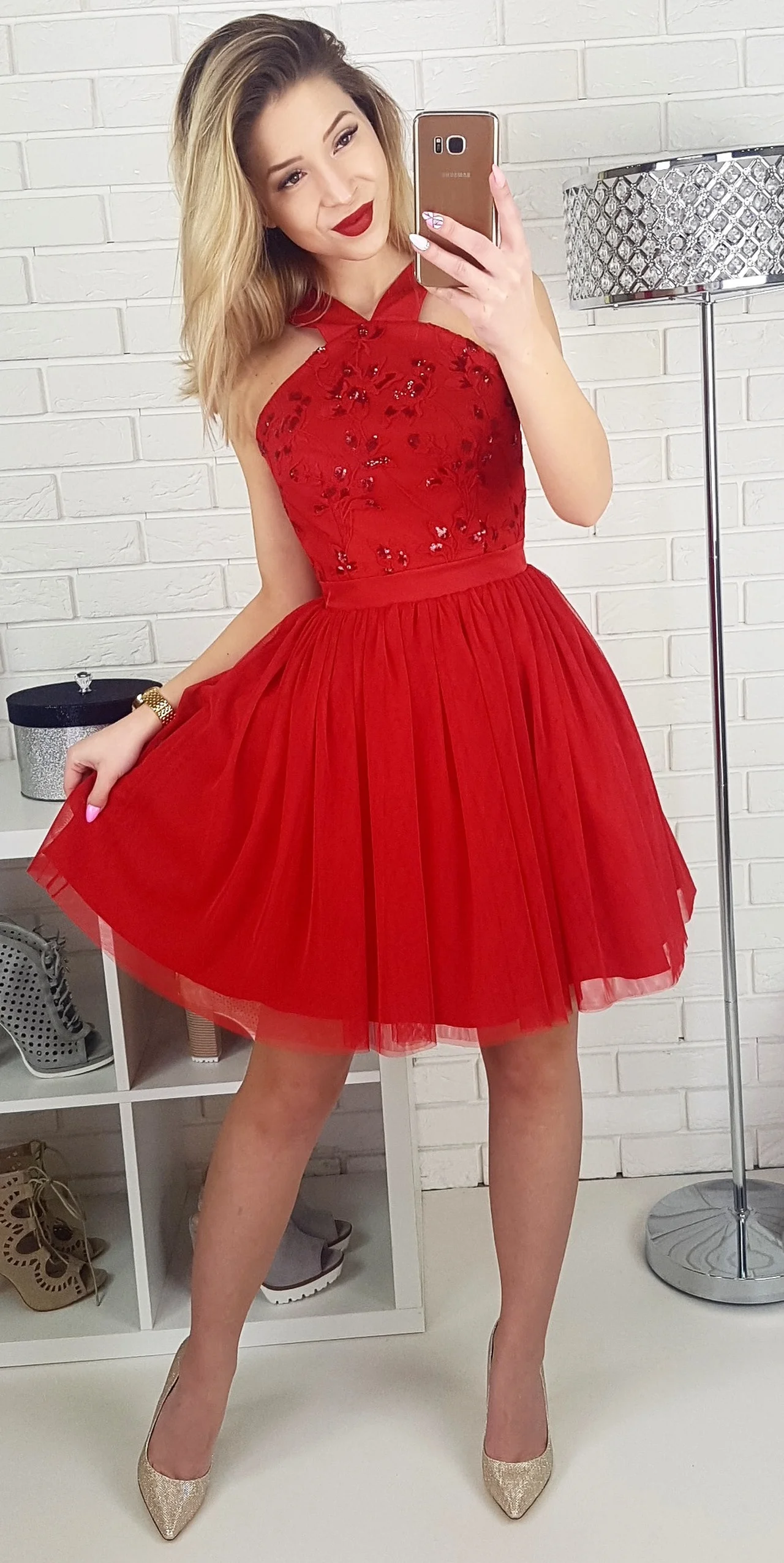 Czerwona tiulowa sukienka na wesele - sklep Illuminate.Pl
