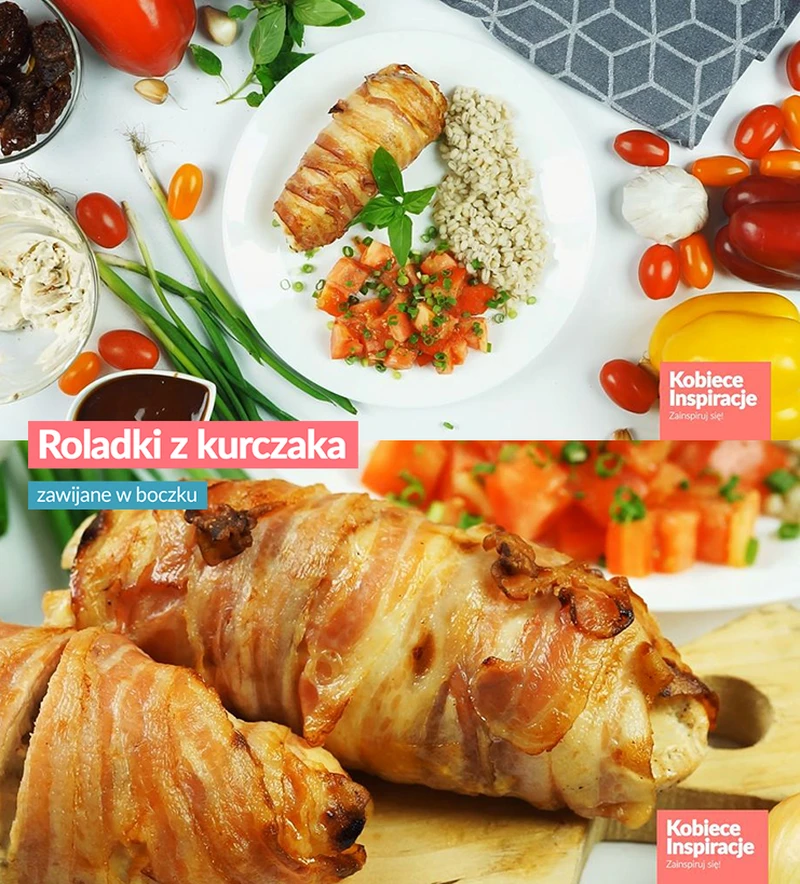 Roladki z kurczaka zawijane w boczku