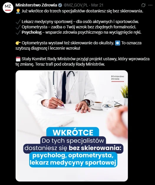 Zdjęcie Do tych lekarzy już BEZ skierowania! Pacjenci będą zadowoleni - od 17 września ważne zmiany #1