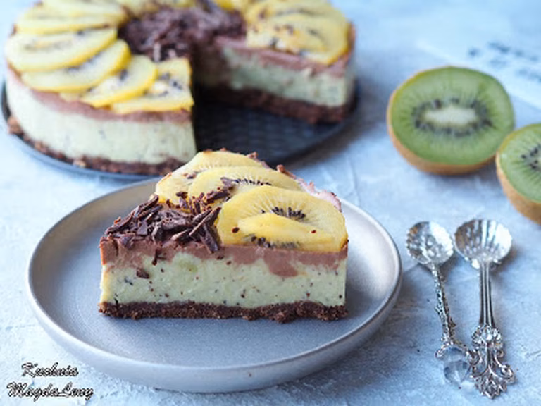 Ciasto kiwi z czekoladą (bez pieczenia)